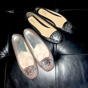 MK 2 pairs used flats. Good condition. Size 9. 2 - 1 black 1 gray. Best offer